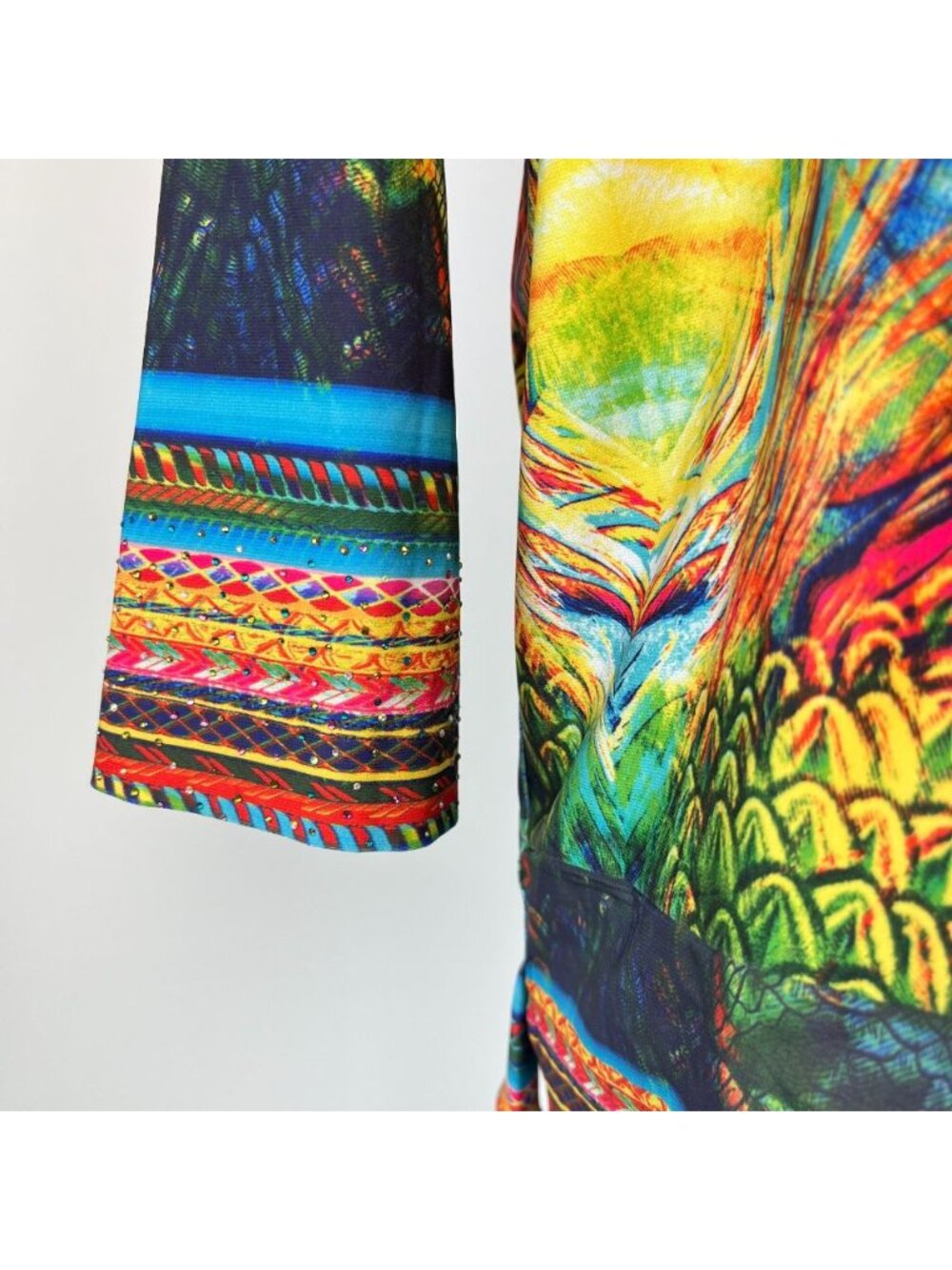 NWOT Ali Miles Floral Multicolor Rhinestone Women’s Open Front Cardigan Size PM - Picture 9 of 14